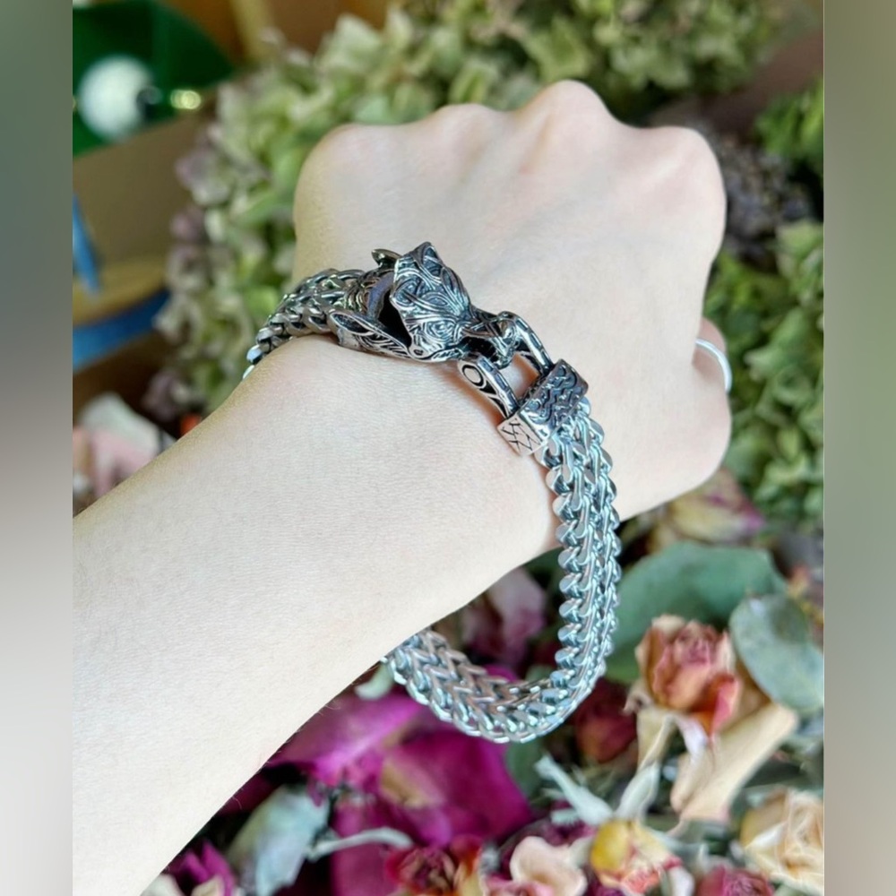New 201 Stainless Steel Wolf Head Bracelet for Men